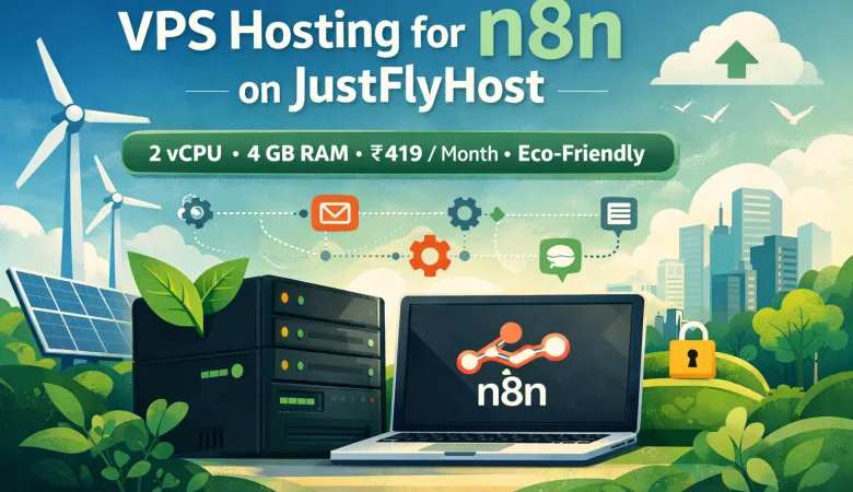 VPS Hosting for n8n on JustFlyHost — 2 vCPU / 4 GB RAM @ ₹419 — An Eco-Friendly, Production-Ready Guide